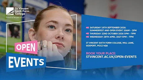 Open Evening | Thursday 22 Oct 2026 | St Vincent Sixth Form College