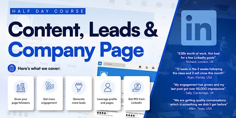 Content, Leads & Company Page (Half Day Course) - LEEDS
