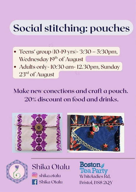 Teens' social stitching: pouches