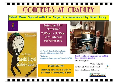 Saturday Night at the Silent Movies "Safety Last" - Concerts at Cradley