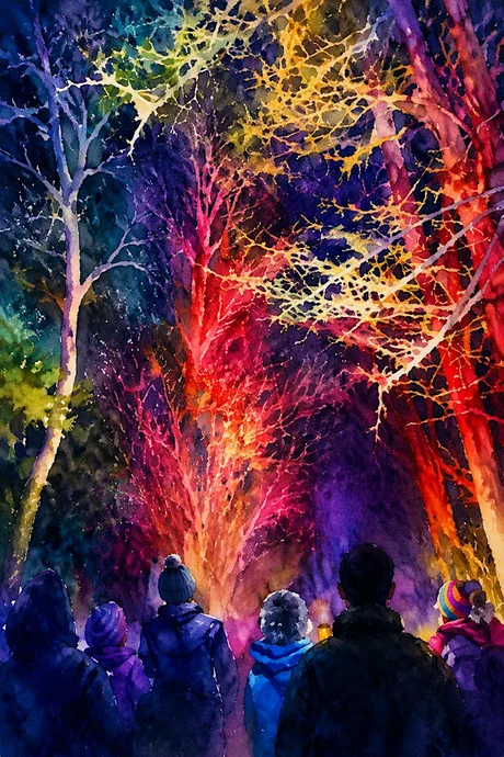 Trees in the torchlight