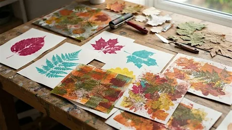 Autumn Monoprinting: Gel Plate Magic with Leaves and Textures