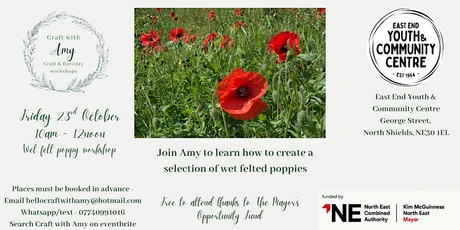 Wet felted poppy making workshop - Craft with Amy