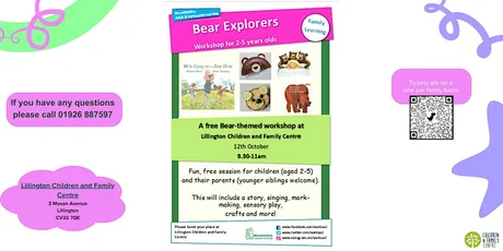 ACL Bear Explorers- Workshop for 2-5 year olds- Lillington C&FC