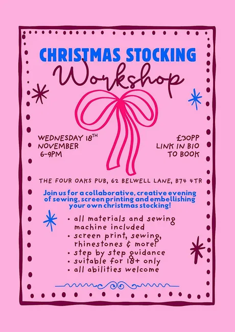Christmas Stocking Workshop - Sew, Screen Print & Embellish