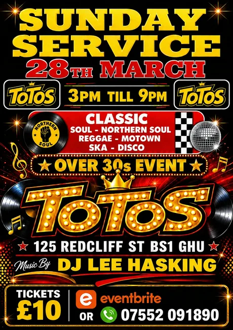Sunday service at Totos day time with Dj Lee Hasking