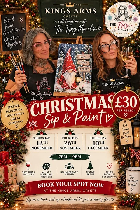 Christmas Theme Sip&Paint Kings Arms Orsett 12th November