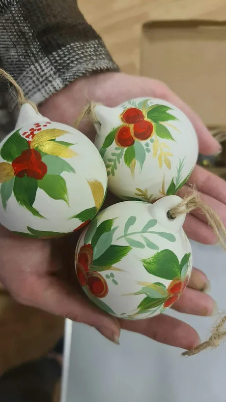 Bauble Painting (adults workshop), hand painted ceramic set of 4
