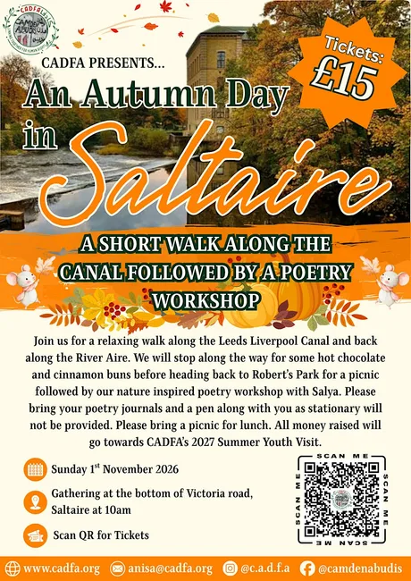 An Autumn Day in Saltaire: Sponsored Autumn Walk & Poetry Workshop