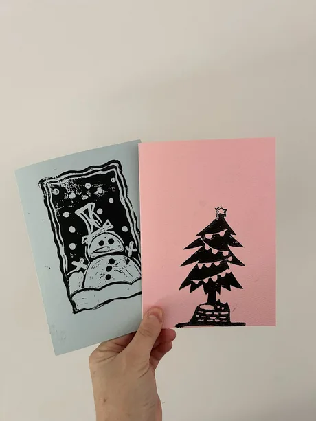Christmas Card Lino Printing