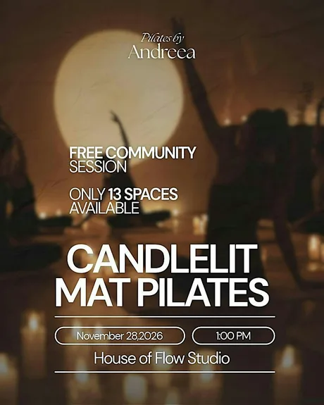 Free Community Candlelit Mat Pilates ️| Pilates by Andreea