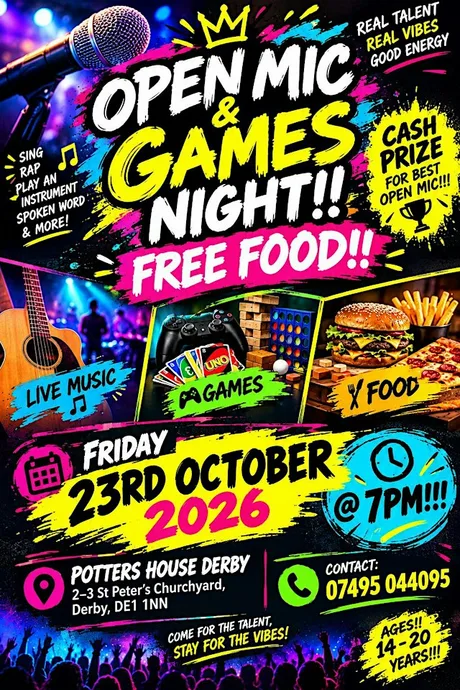 Youth Open Mic & Games Night | Free Food & Cash Prize
