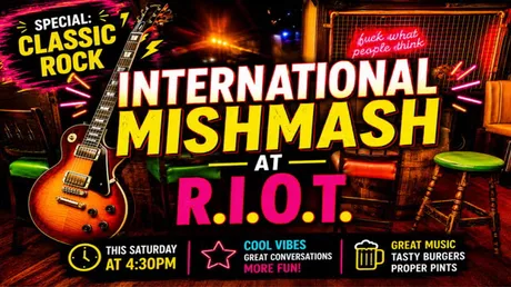 4.30pm to 7.30pm - Friendships and good Classic Rock music at R.I.O.T ! 🍺👋 🎸