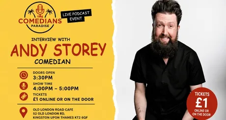 A live podcast with a professional comedian