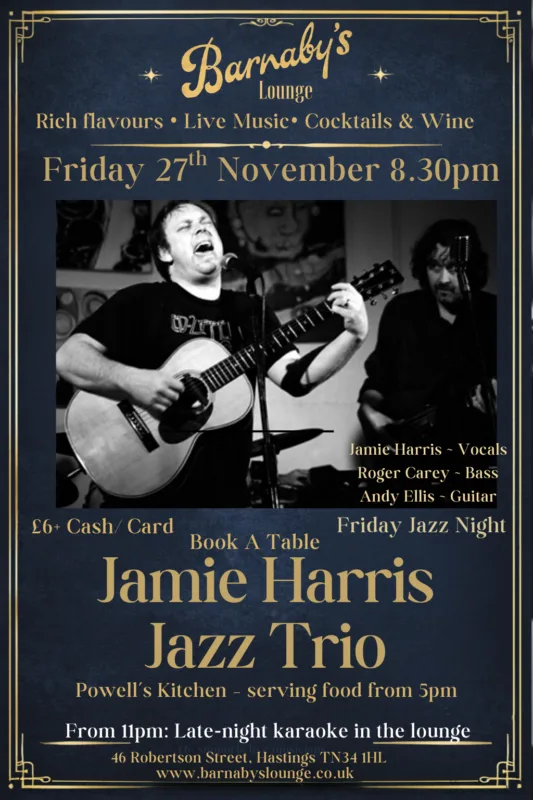Jamie Harris Jazz Trio ~ 8.30pm