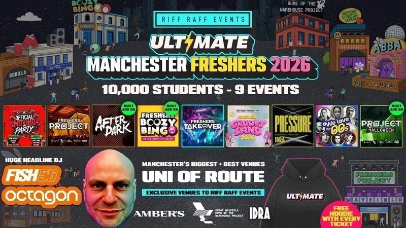 ULTIMATE RIFF RAFF FRESHERS 2026 ⚡️ UNI OF ROUTE presents FISH56 OCTAGON ⚡️ Official Student Partners with BoohooMAN 👕 Free Hoodie + Huge Artist with Every Ticket - Sold Out 15 Years Running!