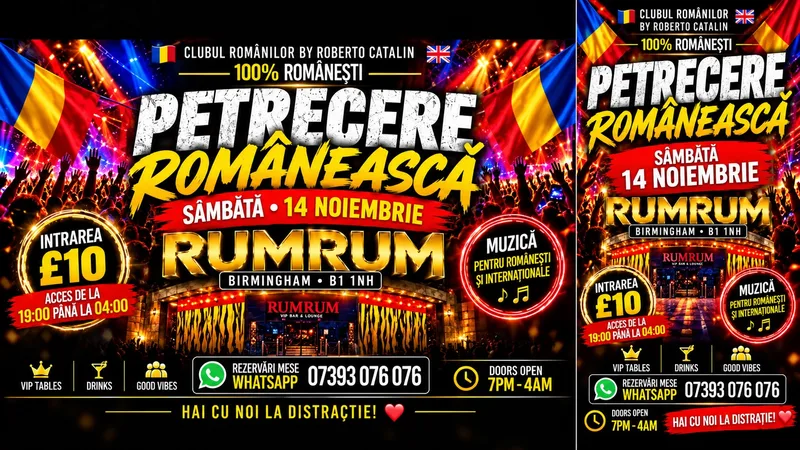 ROMANIAN PARTY WEEKEND • BIRMINGHAM | 13 si 14 NOIEMBRIE