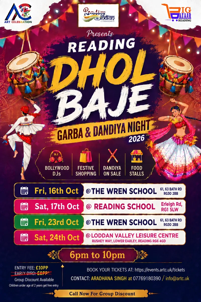 Dhol Baje Garba & Dandiya Night on Oct 16th @ Wren School