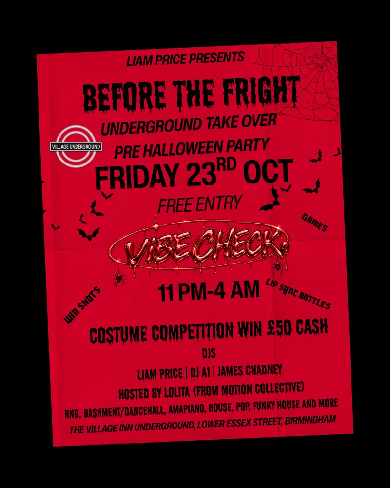VIBE CHECK : BEFORE THE FRIGHT - PRE HALLOWEEN PARTY