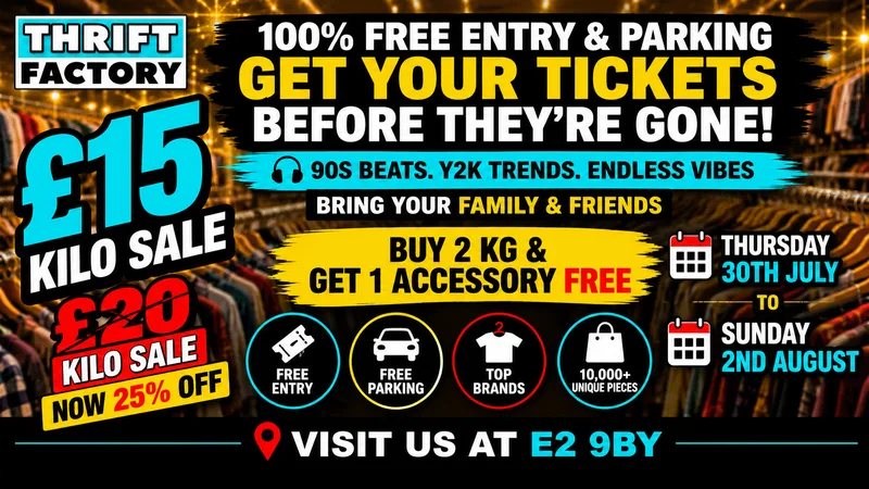 Thrift Factory London Vintage Kilo Sale £15/kg | Y2K & 90s Fashion Pop-Up