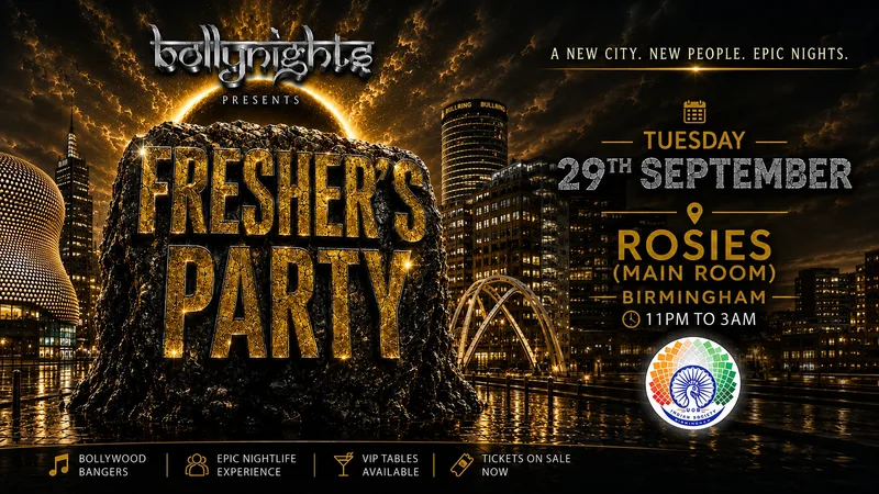 Bollynights Birmingham –FRESHERS WELCOME PARTY | Tuesday 29th September | Rosies Main Room