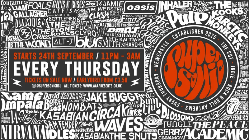 SUPERSONIC: NEWCASTLE’S THURSDAY INDIE PARTY @ theCUT - 1st October 2026