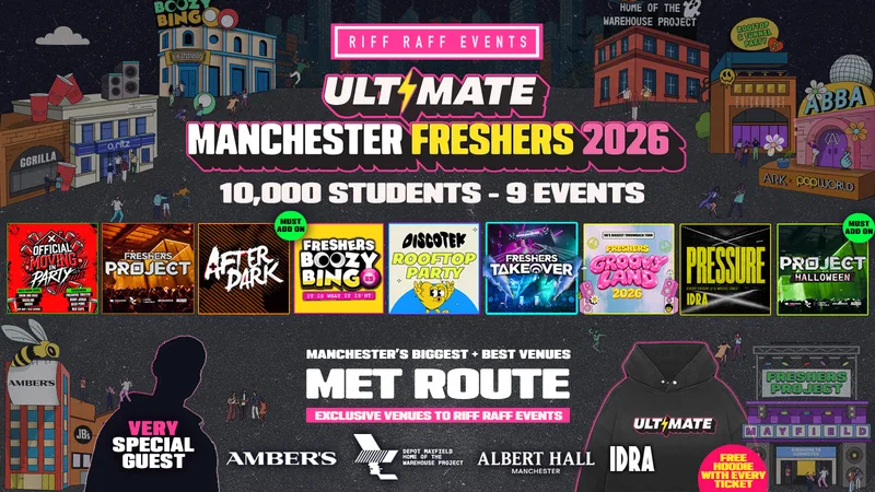 ULTIMATE RIFF RAFF FRESHERS 2026 ⚡️ MET ROUTE - Official Student Partners with BoohooMAN 👕 Free Hoodie + Huge Artist with Every Ticket - Sold Out 15 Years Running!