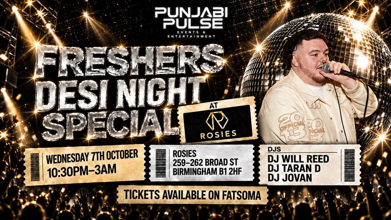 Punjabi Pulse Presents Freshers Desi Night Special at Rosies 🌟