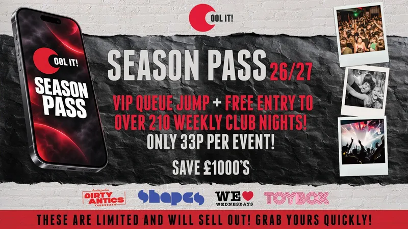 COOL IT MCR PLATINUM SEASON PASS 🌟🎟️ - FREE ENTRY & QUEUE JUMP TO EVERY WEEKLY EVENT FOR THE WHOLE OF THE STUDENT YEAR! SAVE £1000’s! VERY LIMITED!