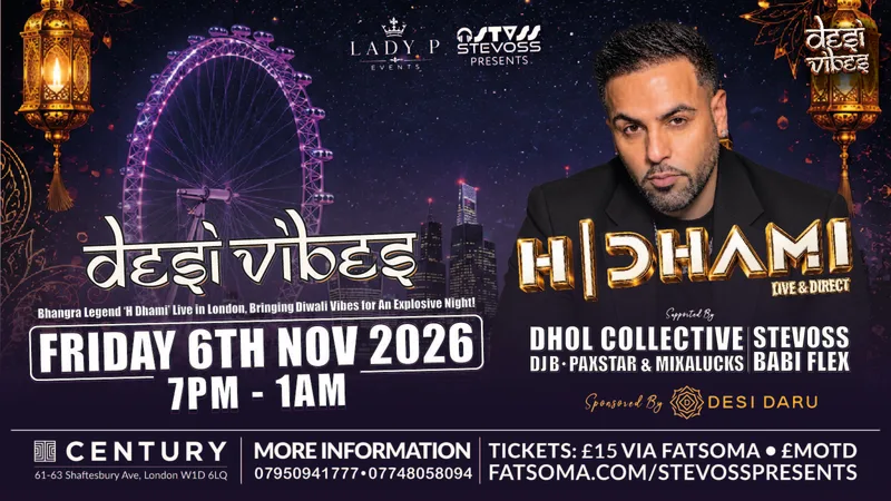 H DHAMI - LIVE - CENTRAL LONDON - DESI VIBES - DIWALI VIBES