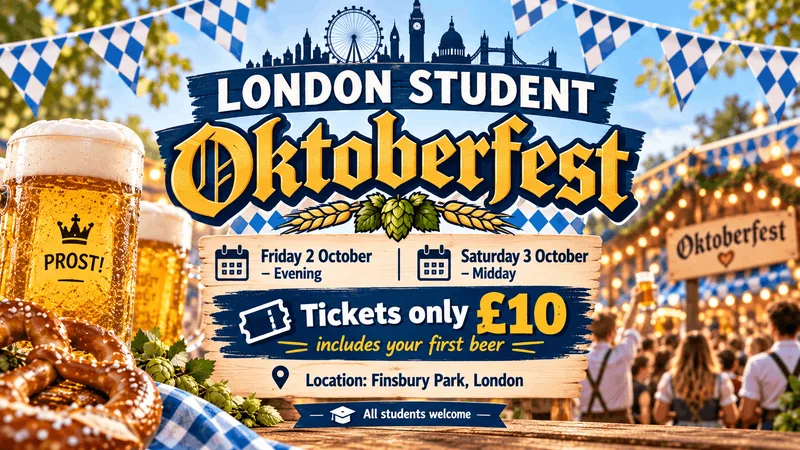LONDON OKTOBERFEST π©πͺπΊ Β£10 Student Discount Tickets + FREE BEER! π»