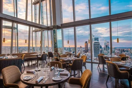 Skyline Three Course Dinner with Champagne and Window Table for Two at Aqua Shard, London