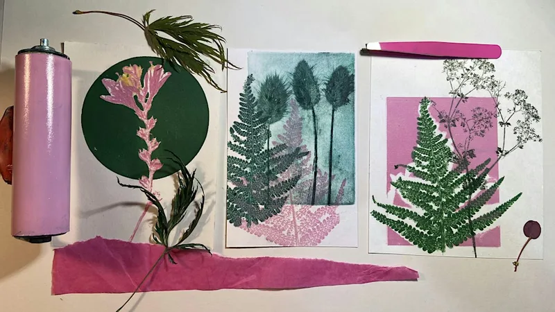 Nature Monoprint with Mixed Media