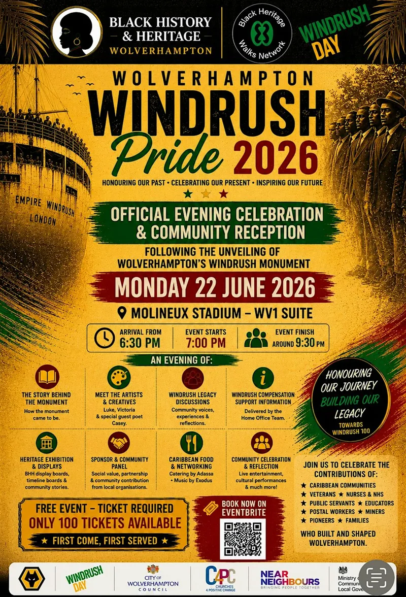 WOLVERHAMPTON WINDRUSH PRIDE 2026 - Official Evening Celebration