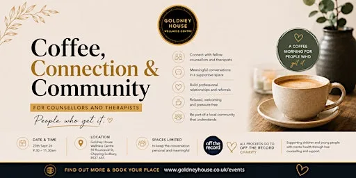 COFFEE, CONNECTION & COMMUNITY For Counsellors and Therapists