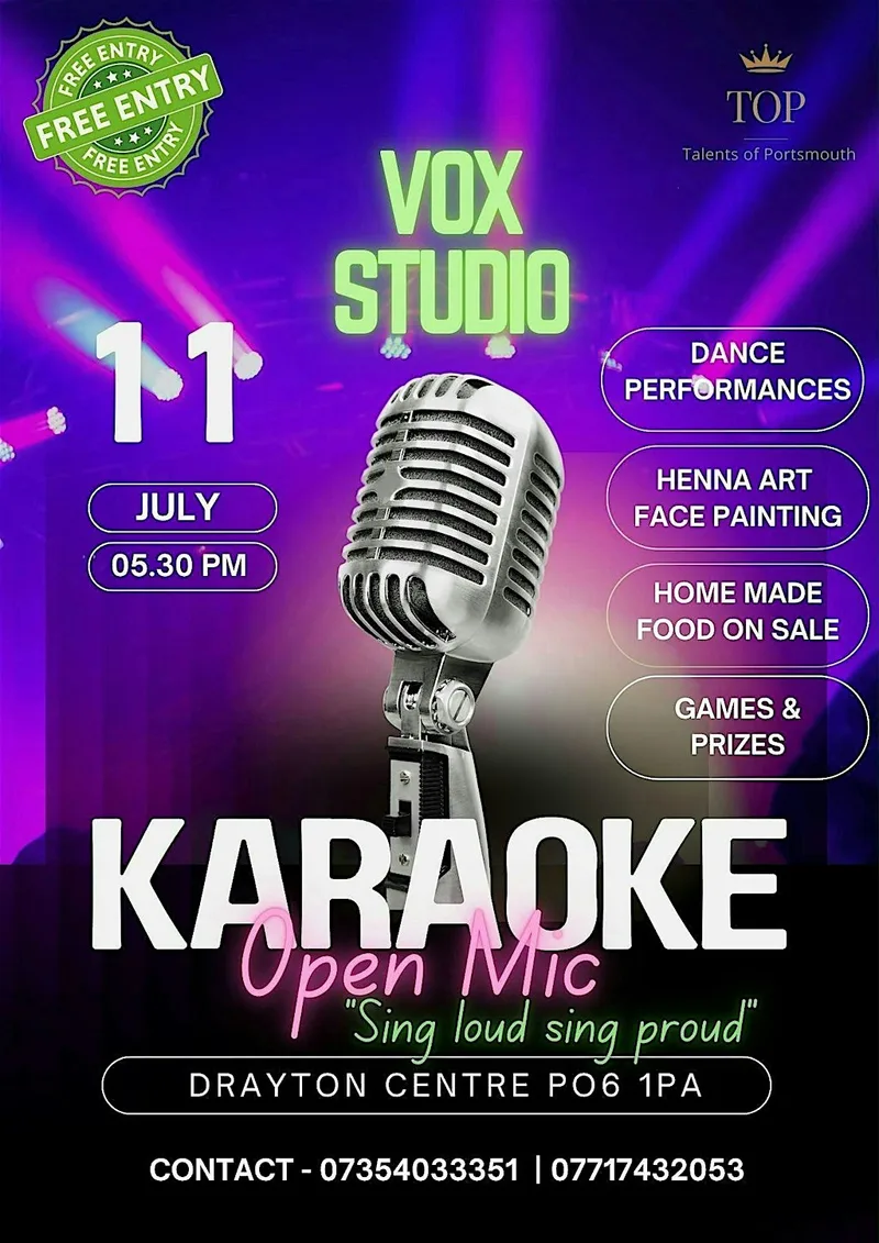 Indian Karaoke Open Mic Program - VOX Studio by Talents of Portsmouth