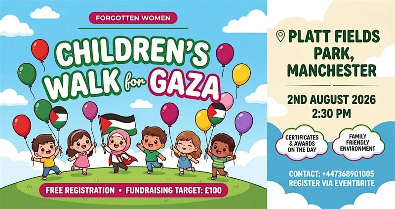 Children’s Walk for Gaza in Manchester Platt Fields Park