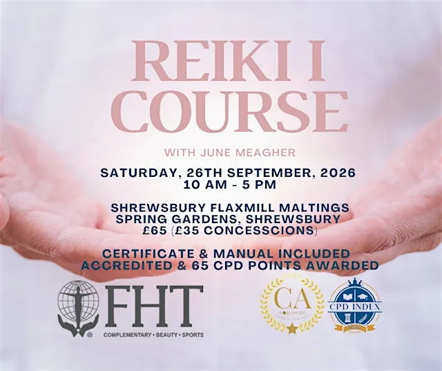 ACCREDITED REIKI 1 COURSE SHREWSBURY