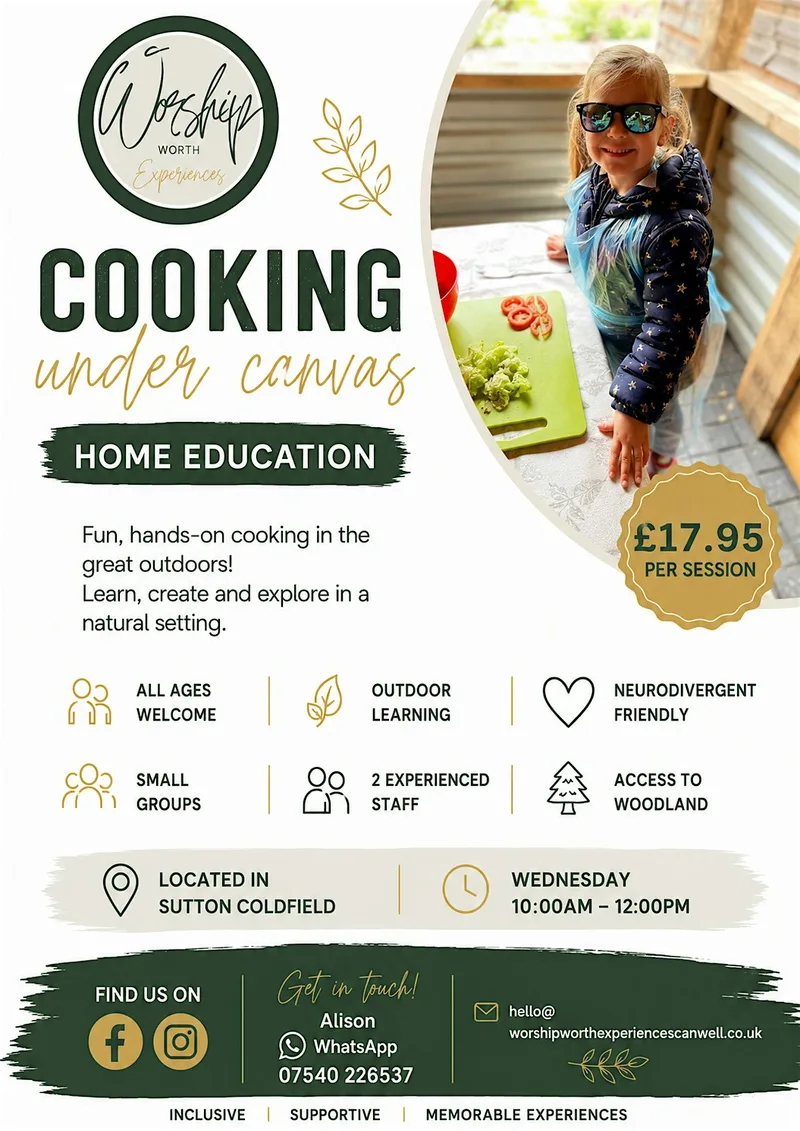 "Cooking Under Canvas" Home Education Cooking Group 2026 (Age 3 -16)
