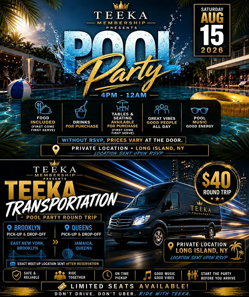 TEEKA MEMBERSHIP PRESENTS :Luxury Summer Pool Experience: Pool Party