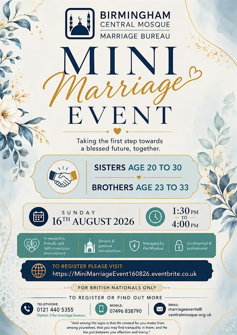 Mini Marriage Event: Sisters Age 20 to 30, Brothers Age 23 to 33