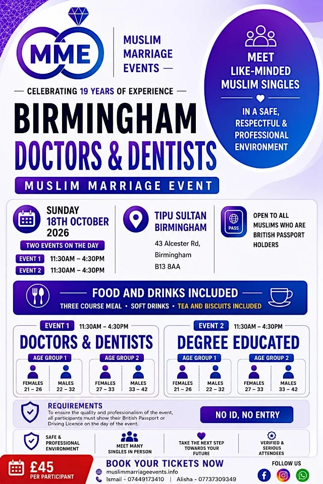 Birmingham Exclusive Muslim Degree Educated Professionals Event