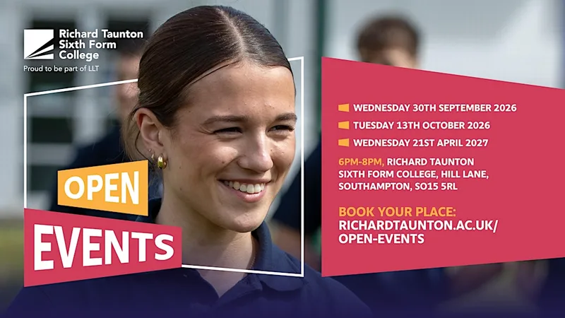 Open Evening | Wednesday 30 September | Richard Taunton Sixth Form College