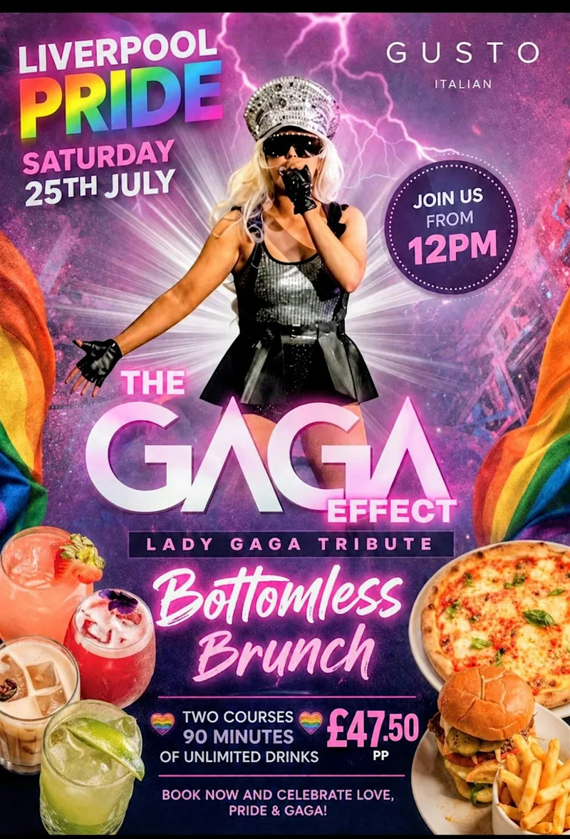 Lady Gaga Tribute Bottomless Brunch at Gusto Restaurant- Pride Liverpool
