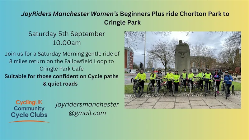 JoyRiders Manchester Beginner Plus ride from Chorlton Park to Cringle Park