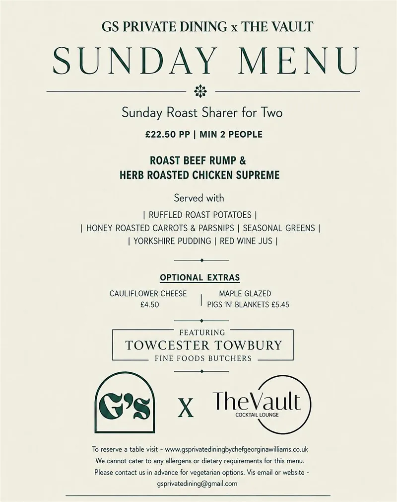 G’S X THE VAULT SUNDAY ROASTS