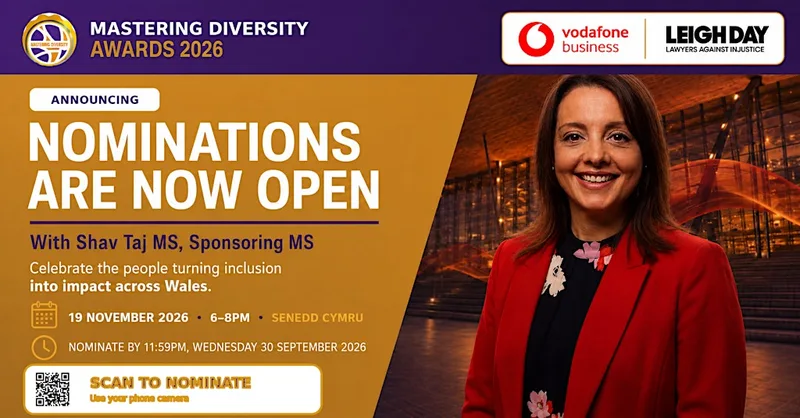 MASTERING DIVERSITY AWARDS 2026- SENEDD CYMRU - HOST SHAV TAJ MS