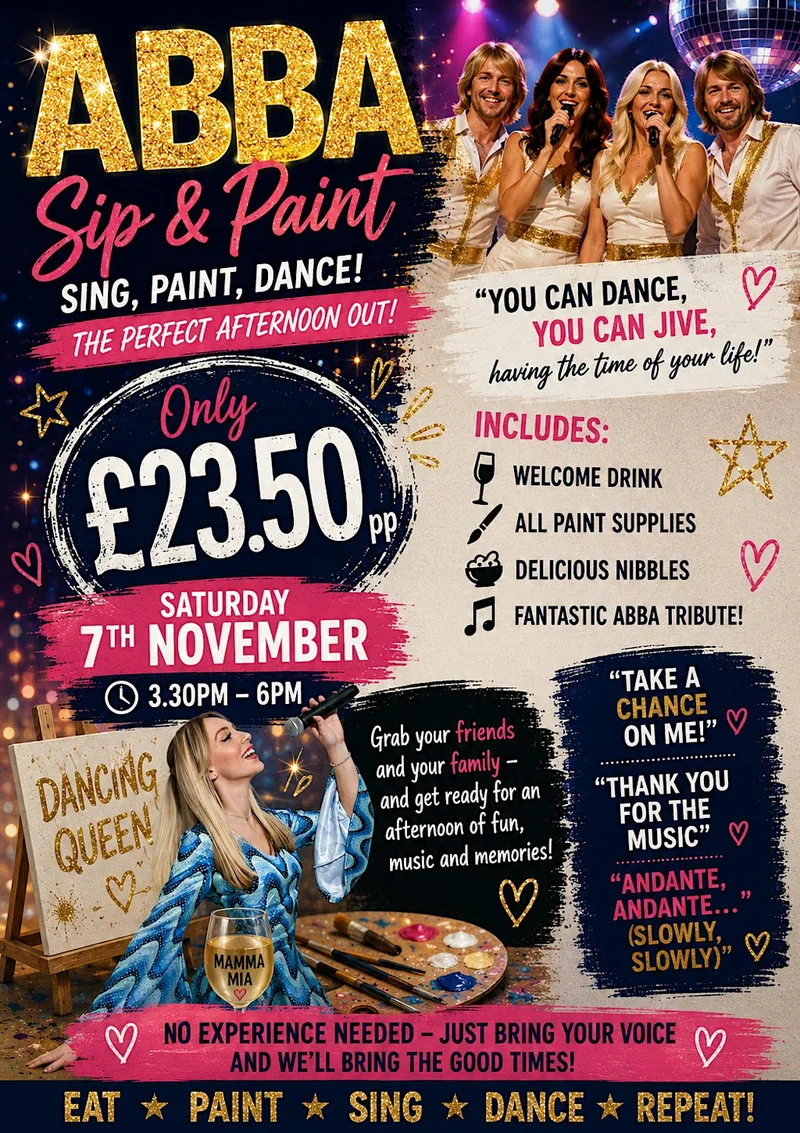 Abba paint and sip with Live singer