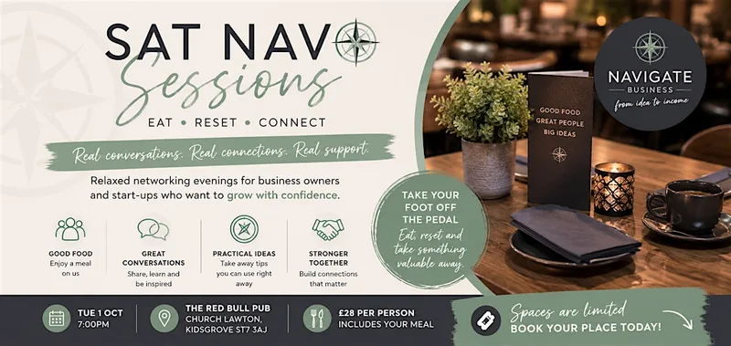 Sat Nav Sessions | Relaxed Business Networking, Stoke-on-Trent