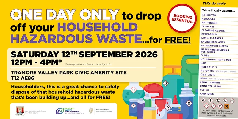 Household Hazardous Waste Collection, Cork. *BOOKING ESSENTIAL*